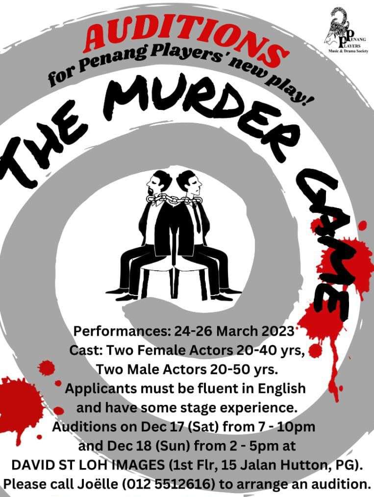 The Murder Game Auditions Poster